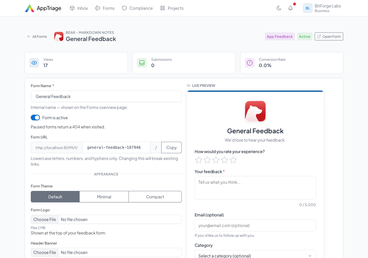 Form builder with live preview
