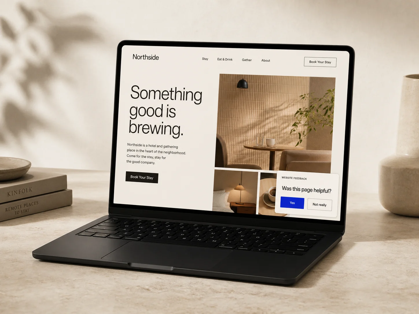Website feedback widget opened on a hospitality website